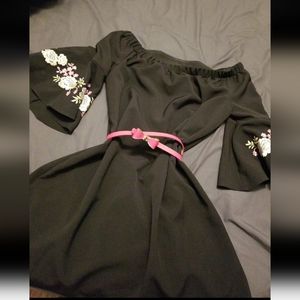 J.Lo. Off shoulder floral black dress